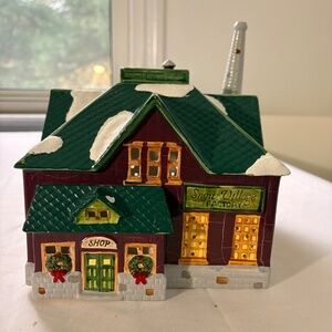 Department 56 Snow Village Lighted Factory with Smoke Stack with Styrofoam Box
